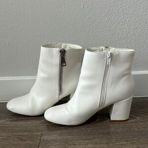 SHEIN White Ankle Booties with Block Heels